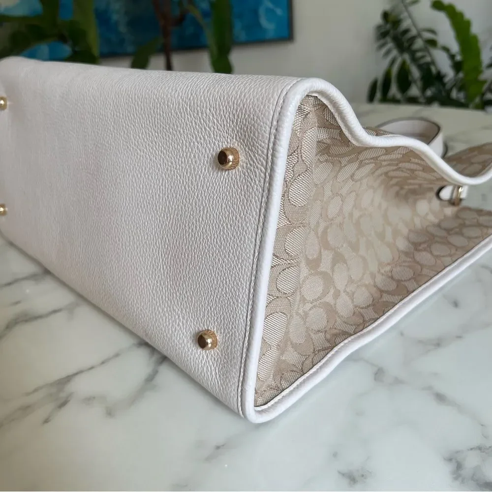 Dempsey Tote Bag 40 In Signature Jacquard Stripe & Coach Patch C1548 Khaki Pink - Picture 8 of 16